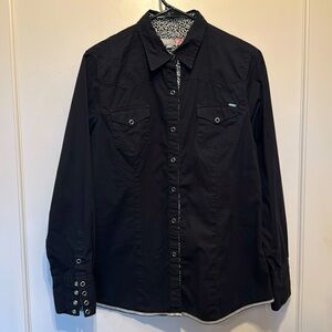 Tin Haul Black Western Snap buttons Size M Gender Neutral Western Style